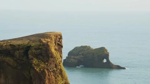 Dyrhólaey Arch and Cliffs on the South Coast of Iceland Video stock 320199711