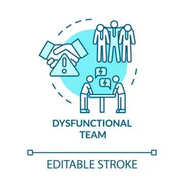 Dysfunctional team turquoise concept icon. Quarrel at work. Unproductive process Stock Illustration
