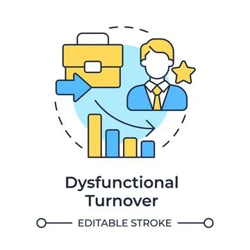 Dysfunctional turnover multi color concept icon Stock Illustration