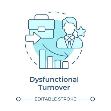 Dysfunctional turnover soft blue concept icon Stock Illustration