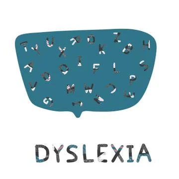 Dyslexia concept. Vector speech bubble sign with stylized letters. Stock Illustration
