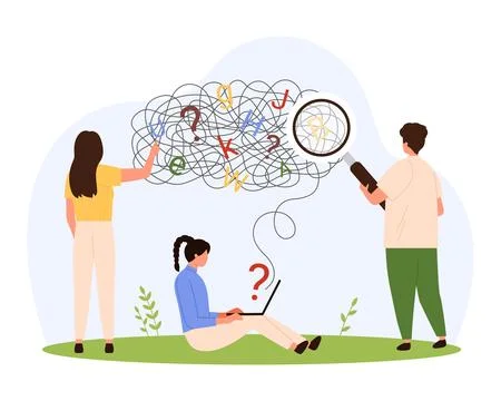 Dyslexia, difficulty study in reading and understanding in communication by tiny Stock Illustration