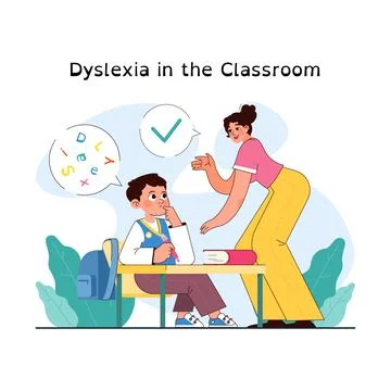 Dyslexia. Learning disorder or disability. Reading, writing or understanding Stock Illustration