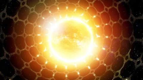 A Dyson sphere Megastructure star collector in space around the sun with Stock Footage 202061051