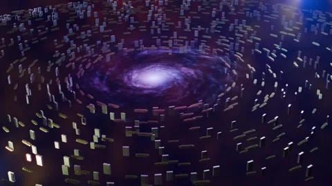 Dyson swarm ring, Dyson sphere around black hole. 3d animation rendering Stock Footage 262496437