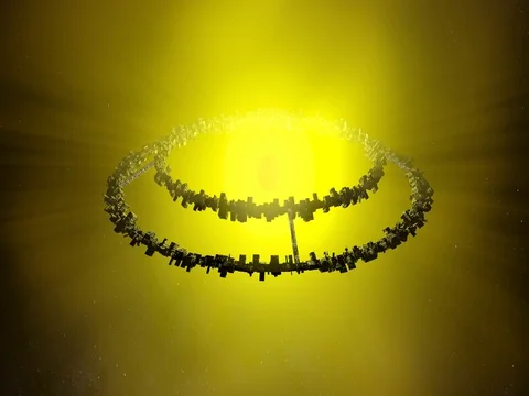 Dyson swarm, ring world, star city Stock Footage 71135237