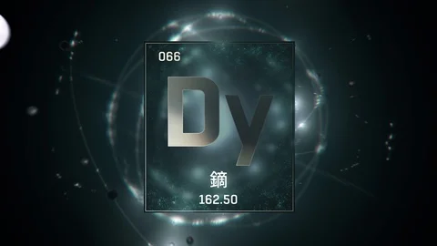 Dysprosium as Element 66 of the Periodic Table 3D animation on green background Stock Footage 126455333