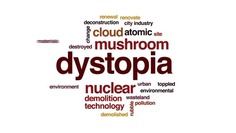 Dystopia animated word cloud, text design animation. Stock Footage 78145222