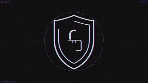 Dystopian glitch security shield Stockbeeldmateriaal 346734110