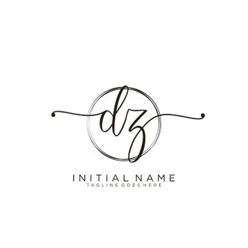 DZ Initial handwriting logo with circle template vector Stock Illustration