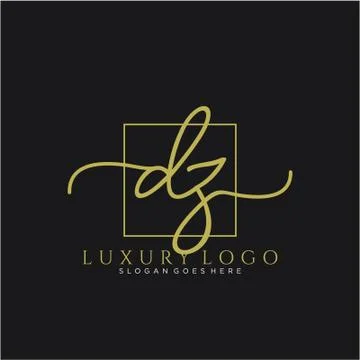 DZ Initial handwriting logo design Stock Illustration