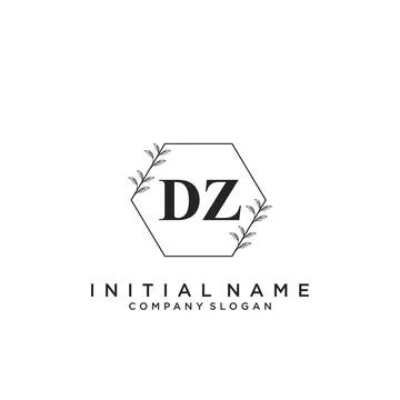 DZ Initial handwriting logo design Stock Illustration