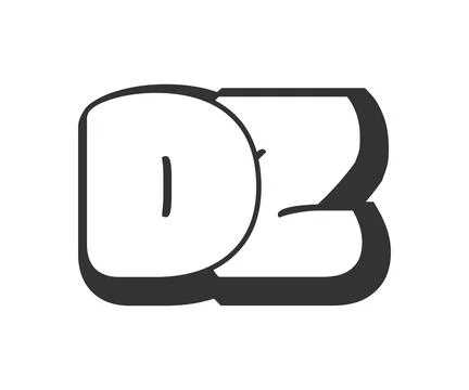 DZ logo, bubble comic lettering, rounded in graffiti style black and white .. Illustrazione stock