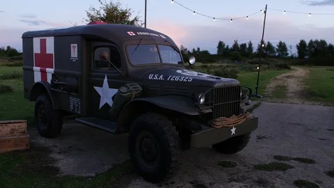 E 1940s US Medic vehicle 4K Stock Footage 116246764