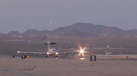  An E-3 Sentry AWACS from Tinker Air Force Base, takes off during Red Flag Stock Footage 42372984