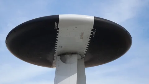 E-3 Sentry with Spinning Radome on Display at Tinker AFB Stock Footage 109326686