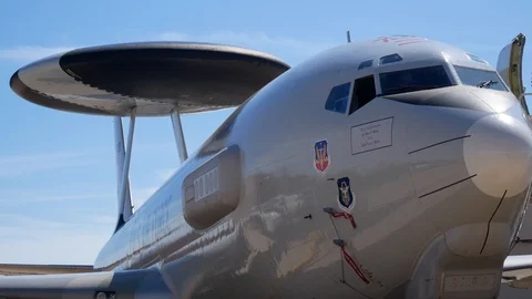 E-3 Sentry with Spinning Radome on Display at Tinker AFB Stock Footage 109329240