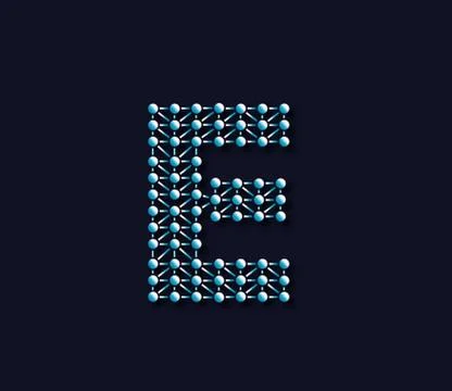 E Alphabet Creative Technology Connections Data Store Logo Design Concept Illustrazione stock