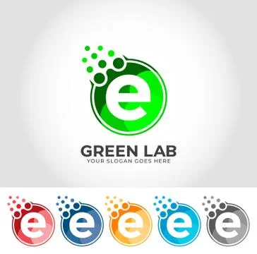 E Alphabet Lab Creative Logo Design Concept Stock Illustration