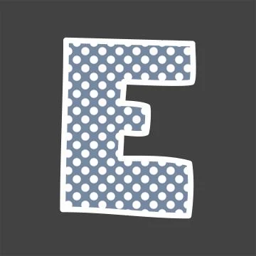 E alphabet vector letter with white and blue polka dots on black background Stock-Illustration