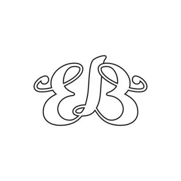 E B letter script lines logo design vector Illustrazione stock