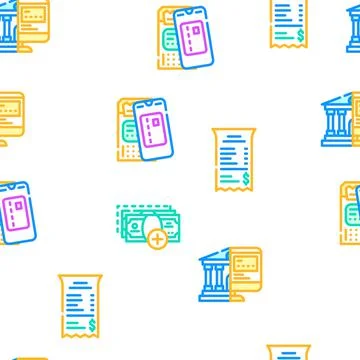 E-banking And Contactless Payment vector seamless pattern Stock Illustration