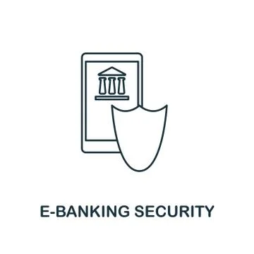 E-Banking Security icon outline style. Thin line design from fintech icons Stock Illustration