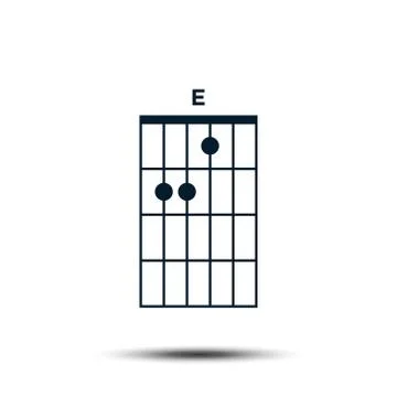 E, Basic Guitar Chord Chart Icon Vector Template Stock Illustration