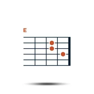 E, Basic Guitar Chord Chart Icon Vector Template Stock Illustration