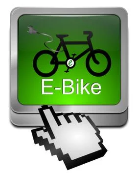 E-Bike Button with Cursor Stock Illustration