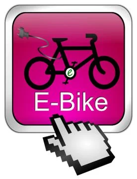 E-Bike Button with Cursor Stock Illustration