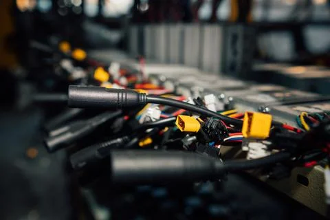 E-bike controllers at the storage rack Stock Photos
