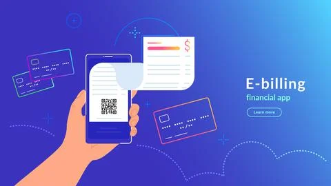 E-billing after payment by credit card via electronic wallet Stock Illustration