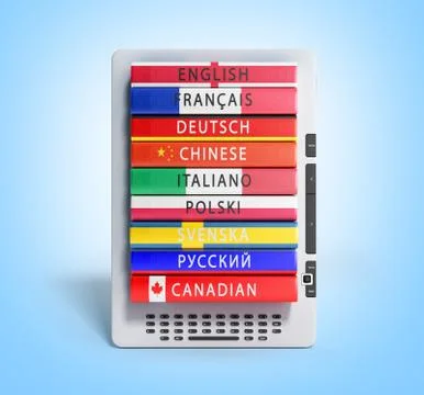 E-boock audio learning languages 3d render on gradient Stock Illustration