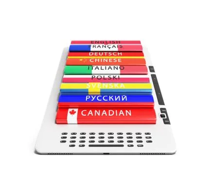 E-boock learning languages 3d render on white Stock Illustration