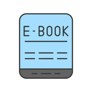 E-book and tablet device icon, e-learning concept, editable stroke outline ic Stock Illustration