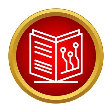 E book with circuit board symbol on red background Stock Illustration