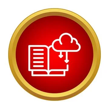 E book cloud storage downloading learning icon button Stock Illustration