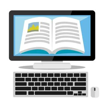 E-book concept illustration. Studying concept. Reading e-book. Tutorial. Stock Illustration