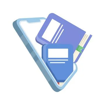 E-book concept. Reading e-books on a mobile phone. Modern e-books. Stock Illustration