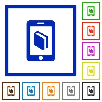 E-book flat framed icons Illustrazione stock