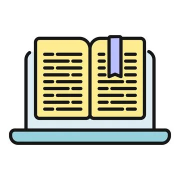 E book on laptop screen depicting digital learning イラスト素材
