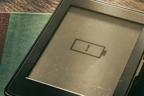 E-book in low battery Stock Photos