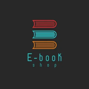 E-book mockup logo, internet education or learning icon, online  symbol Stock Illustration