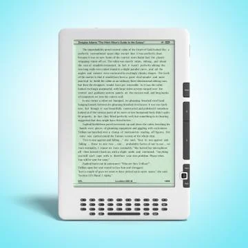 E-book reader 3d render image on gradient Illustrazione stock