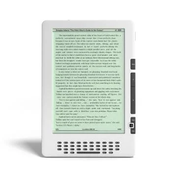 E-book reader 3d render image on white Illustrazione stock