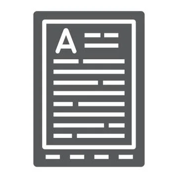 E Book Reader glyph icon, education and school, digital book sign vector Stock Illustration