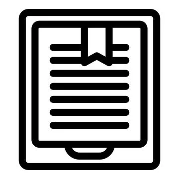 E book reader icon showing bookmark for saving progress Stock Illustration
