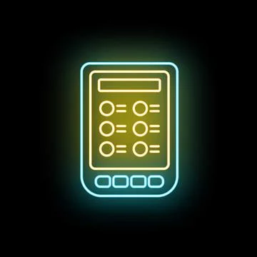 E book reader neon glowing digital library icon Stock Illustration