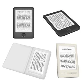 E-book reader or e-reader vector icon set Stock Illustration
